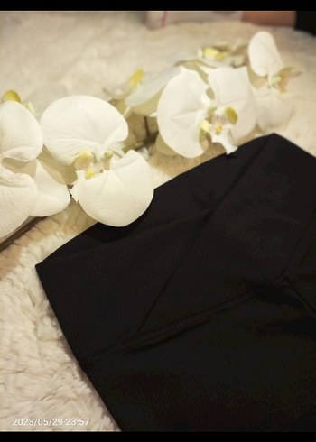 Kadın Siyah Fitilli tayt - Görsel 3