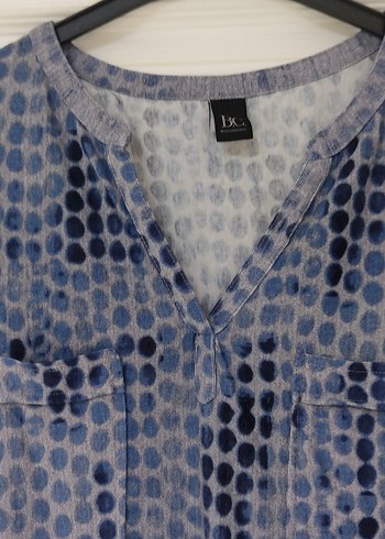 l Beden Uzun Kollu Batik Desenli Kadın Bluz