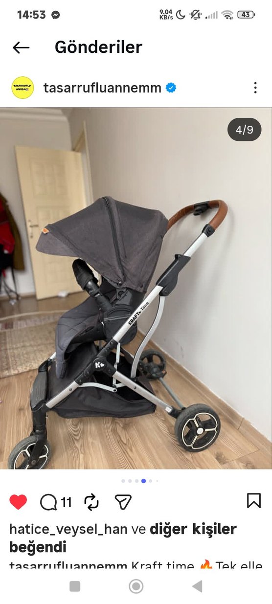 Kraft Tinik Siyah Bebek Arabası Katlanabilir - Görsel 4