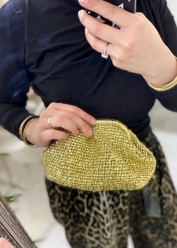 Clutch Metalik Örgü Çanta - Görsel 4