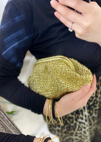 Clutch Metalik Örgü Çanta - Görsel 5