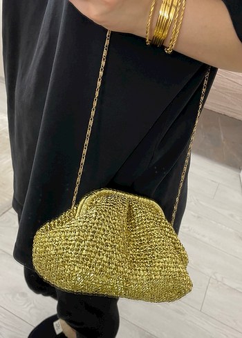 Clutch Metalik Örgü Çanta - Görsel 6