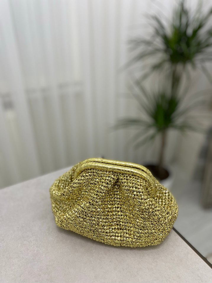 Clutch Metalik Örgü Çanta - Görsel 2