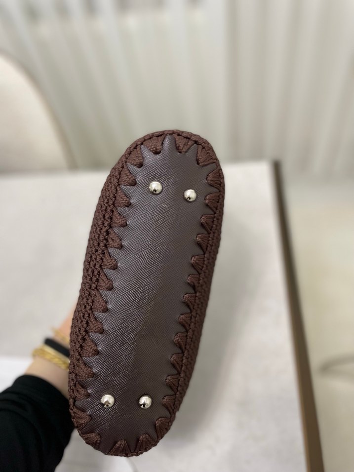 Kahverengi Örgü Kadın Clutch Çanta - Görsel 3