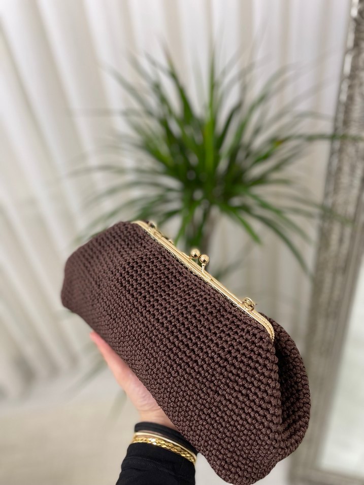 Kahverengi Clutch Çanta - Görsel 5