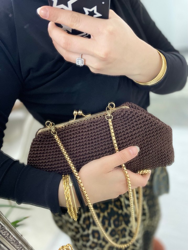 Kahverengi Clutch Çanta - Görsel 4