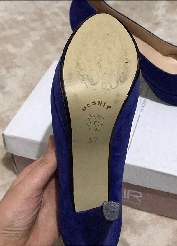 Mavi süet platform topuklu ayakkabı - Görsel 3