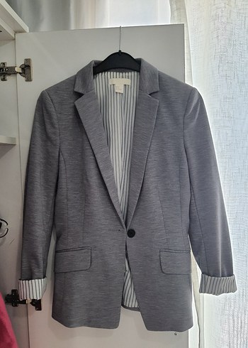 Düğmeli Gri Kadın Blazer Ceket