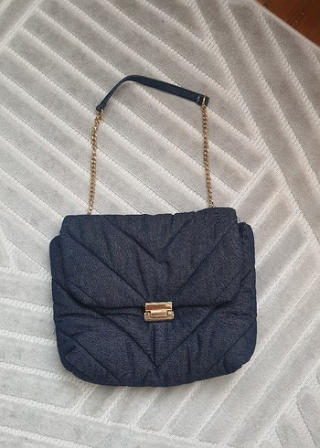 Kadın Lacivert Denim Zincir Askılı Çanta