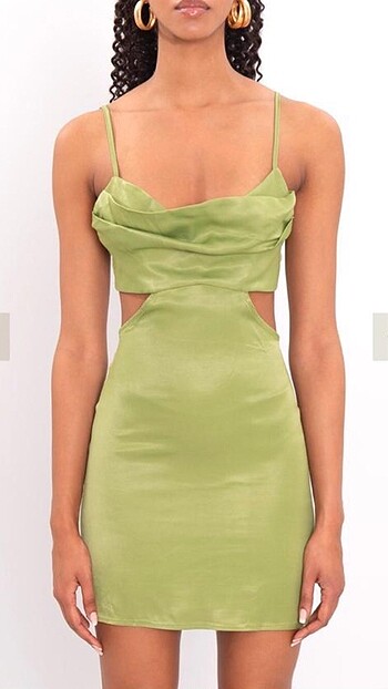 #bsl fıstık yeşili saten elbise