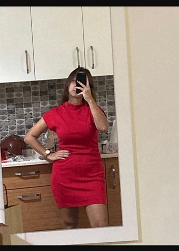 Kırmızı mini elbise - Görsel 3