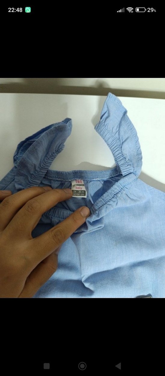 Kemer Detaylı Bebek Kız Keten Takım - Görsel 3