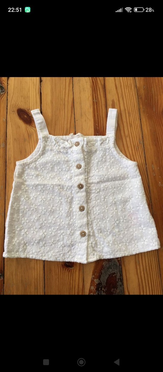 Kız Çocuk Nakışlı Beyaz Düğmeli Bluz - Görsel 4