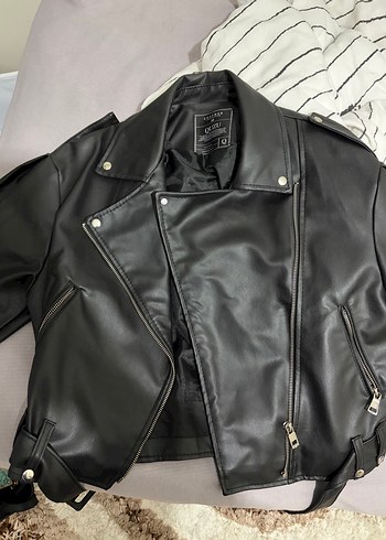 Deri Kumaşlı Siyah Kemerli Kadın Ceket - Görsel 3