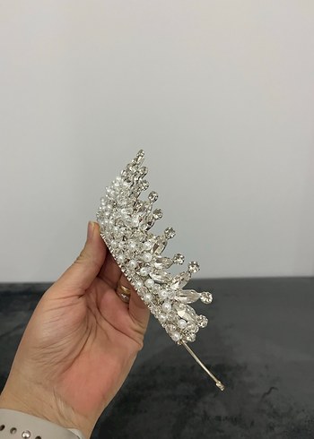 İnci ve Kristal İşlemeli Gelin Tacı - Görsel 2