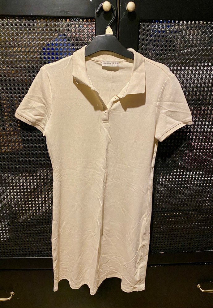 Bej Kısa Kollu Polo Yaka Elbise - Görsel 2