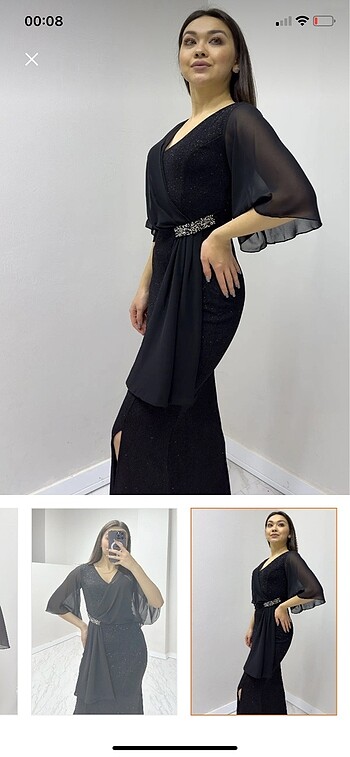 Simli kumaş uzun elbise - Görsel 5