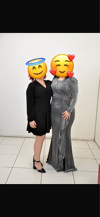 Gri uzun elbise