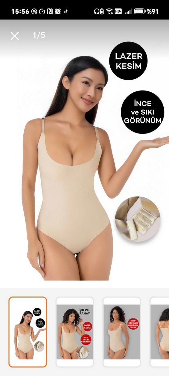 Bej Midi Kadın İç Çamaşırı korse - Görsel 4