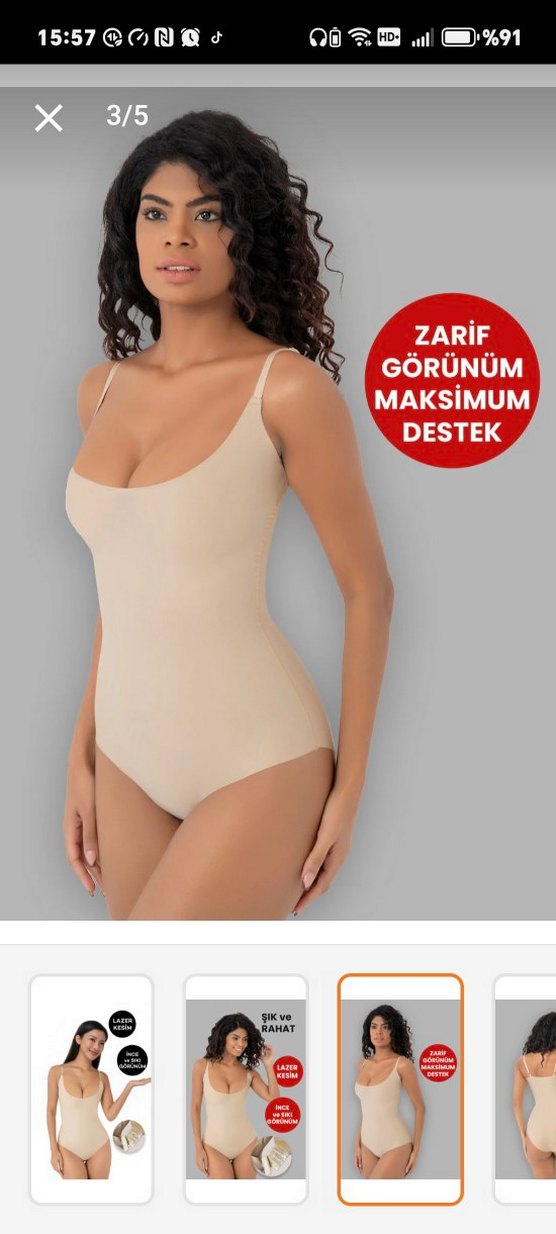 Bej Midi Kadın İç Çamaşırı korse - Görsel 5