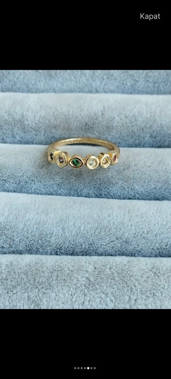 Renkli İşlemeli Bohem Kadın Yüzük 925 kaplama - Görsel 2