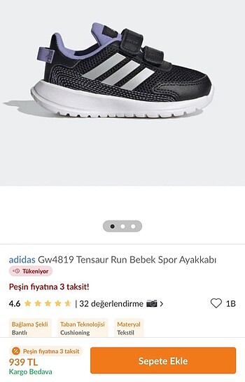 23 Beden Adidas Tensaur Run Kız Bebek Spor Ayakkabı