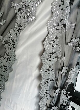 Gümüş renk büyük beden abiye - Görsel 3