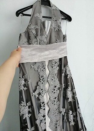 Gümüş renk büyük beden abiye - Görsel 4