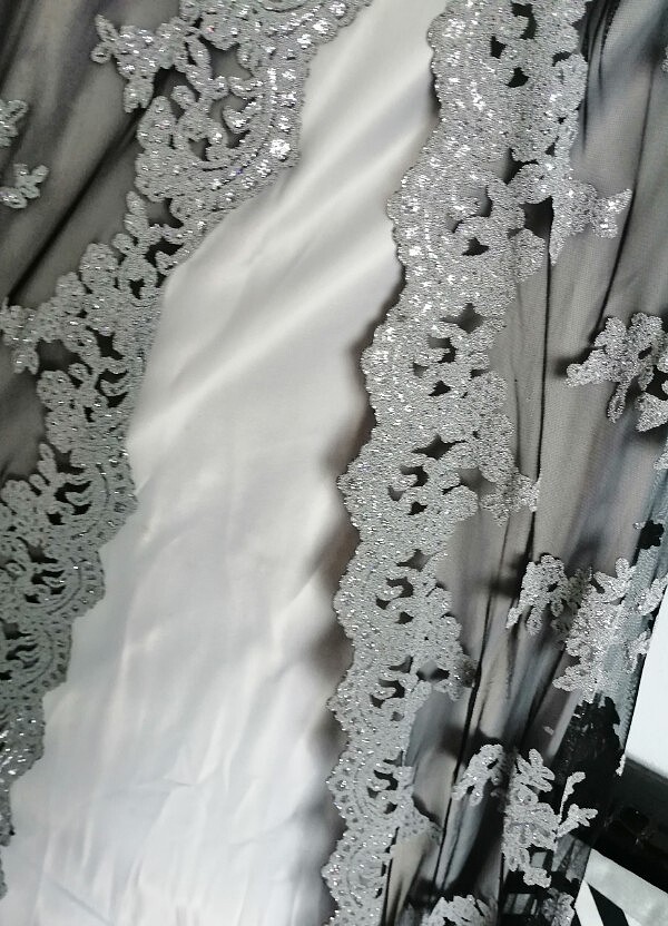 Gümüş renk büyük beden abiye - Görsel 3