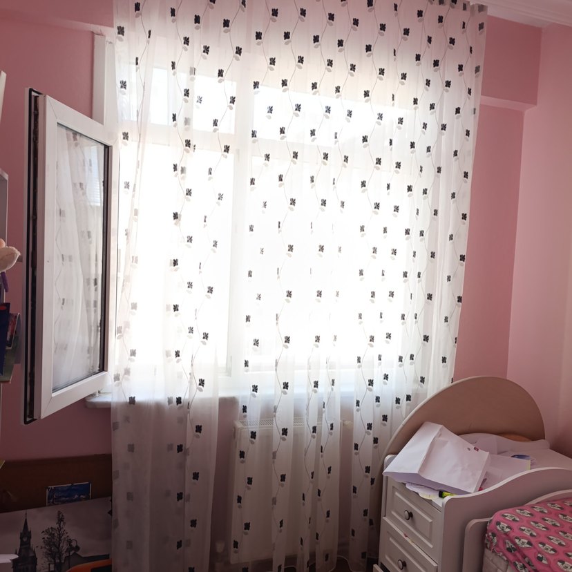 Gri Nakışlı Beyaz Modern Tül Perde - Görsel 5