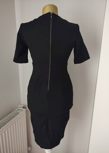 Siyah Kemerli Midi Kalem Elbise - Görsel 4