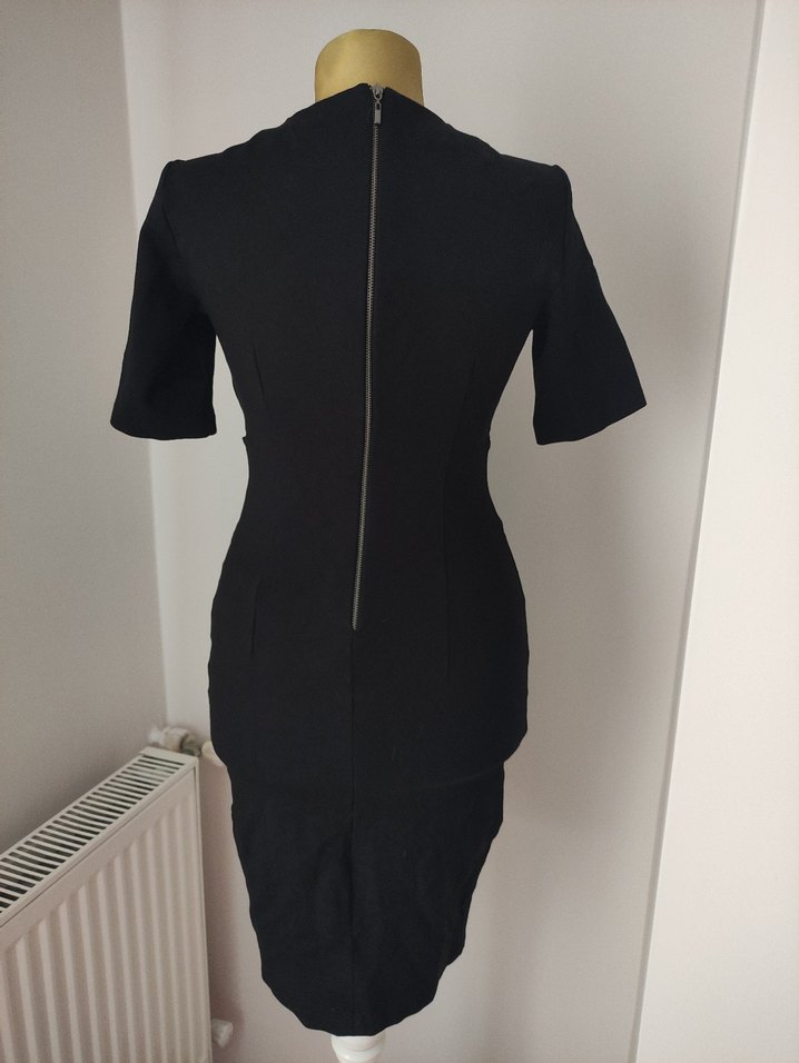 Siyah Kemerli Midi Kalem Elbise - Görsel 4