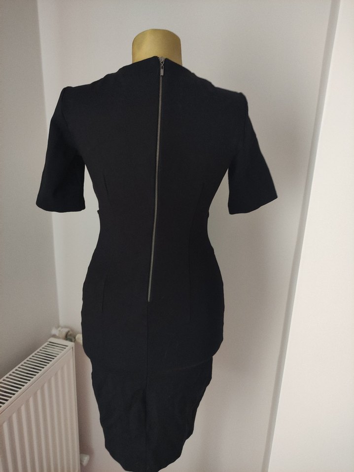 Siyah Kemerli Midi Kalem Elbise - Görsel 4