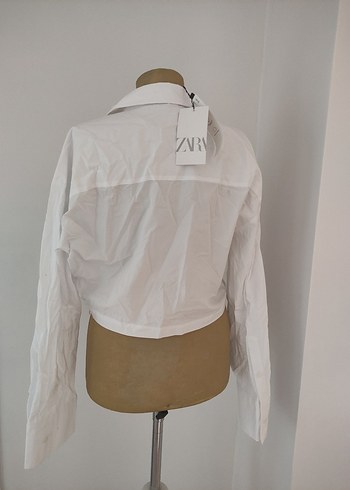 xl Beden beyaz Renk Beyaz V Yaka Uzun Kollu Mini Kadın Gömlek