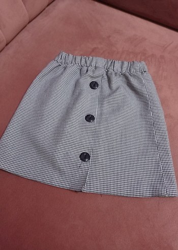 Diğer Gri Rahat Kesim Mini Etek
