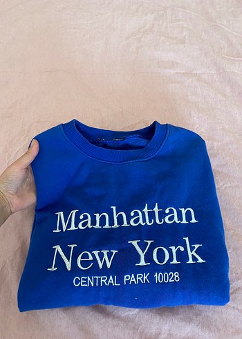 Diğer Mavi Baskılı Kadın Sweatshirt