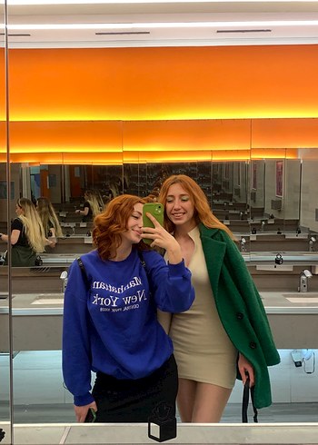 Mavi Baskılı Kadın Sweatshirt