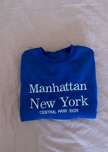 Mavi Baskılı Kadın Sweatshirt