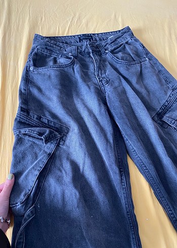 s Beden mavi Renk Gevşek Kesim Mavi Denim Kadın Pantolon