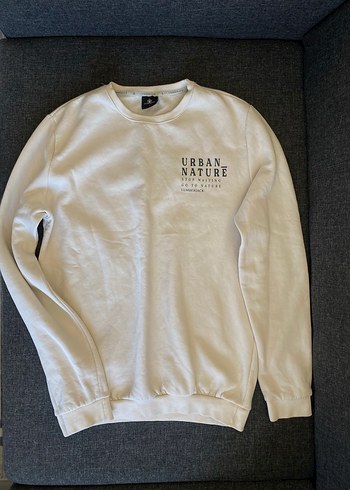 l Beden Beyaz Pamuklu Oversize Sweatshirt