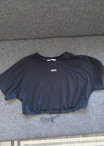 Siyah Kadın Kısa Kollu Crop Top