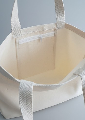 Baskılı Bej Kadın Kanvas Çanta - Görsel 3