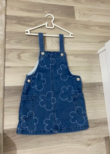 24-36 Ay Beden Kız Çocuk Renkli Desenli Denim Salopet