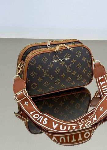 Louis Vuitton Louis Vuitton Kahverengi Deri Baskılı Çapraz Çanta