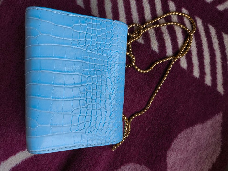 Zincir Detaylı Mavi Kol Çantası - Görsel 2