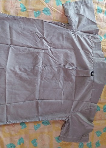 Gri Kısa Kollu Erkek Gömlek - Görsel 3