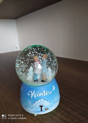 Mavi Kış Temalı Kar Küresi Biblo - Görsel 2