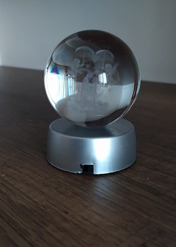 Mor Işıklı Kristal Küre Lamba - Görsel 2