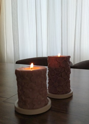 Çiçek Desenli Mumlar - Görsel 2