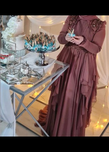 Uzun Kollu Bej Bohem Salaş Abiye - Görsel 2